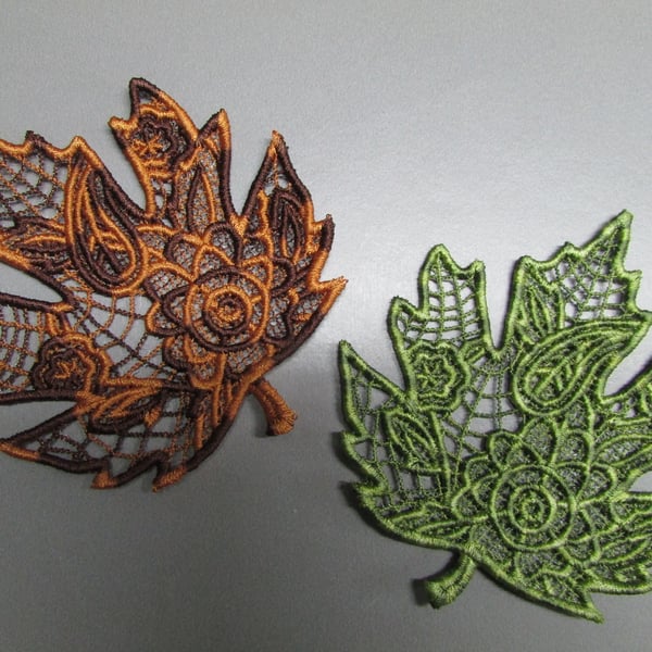 Embroidered Maple Leaf Lace Applique