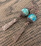 Handmade Copper and Ocean Spray Lampwork Earrings - Image 1