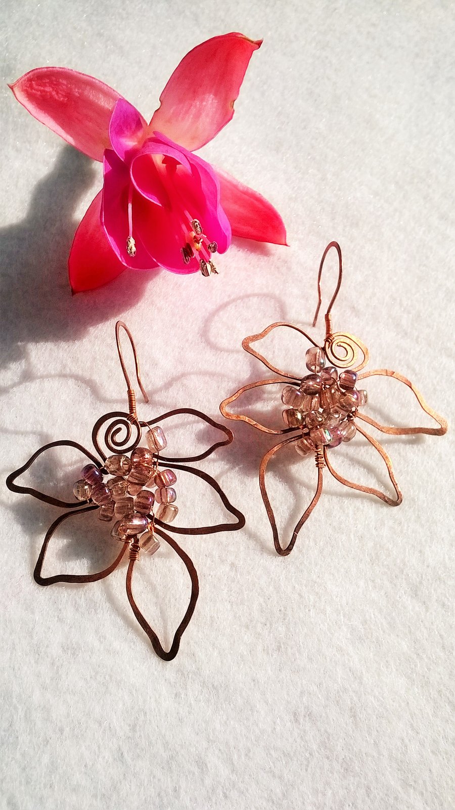 Vine Leaf - Copper Wire Earrings FREE POST
