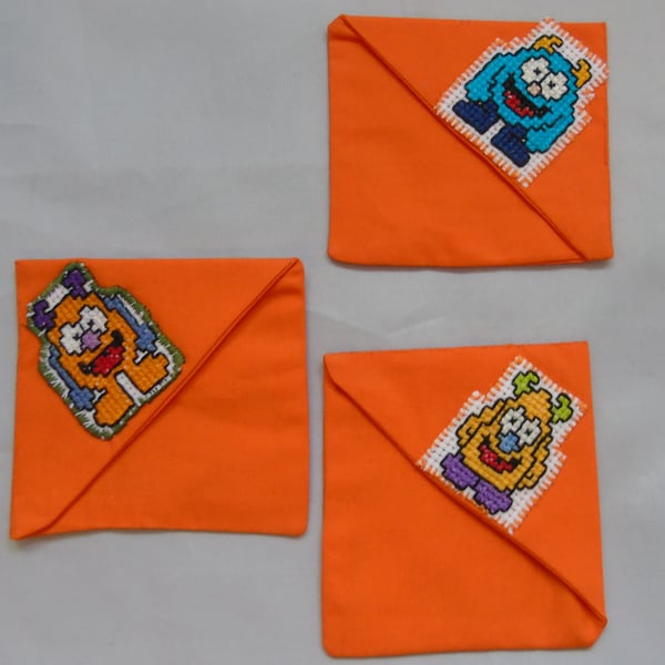 Monster Corner Bookmark (Orange Fabric) 