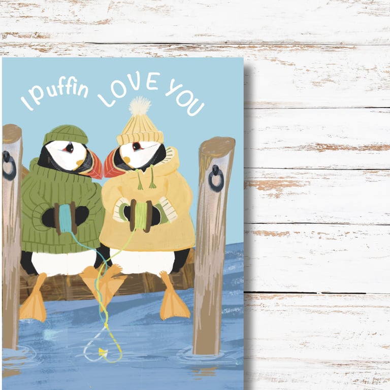 Anniversary Card Cute Puffin Love you Card