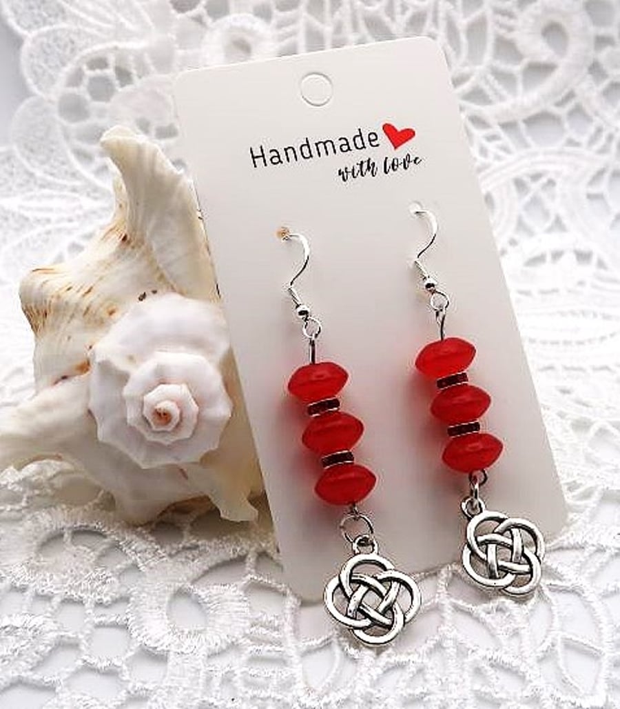 Jade and Sterling Silver Drop Earrings.  Free UK Postage