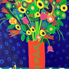 Original Acrylic Funky Flower Painting