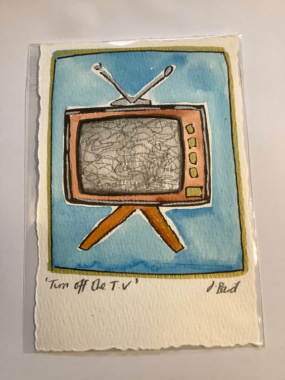 Turn off the T.V. Motivational art. Original drawing. Wall art. Gift 