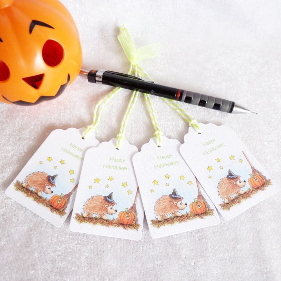Halloween Hedgehog Gift Tags - set of 4 tags