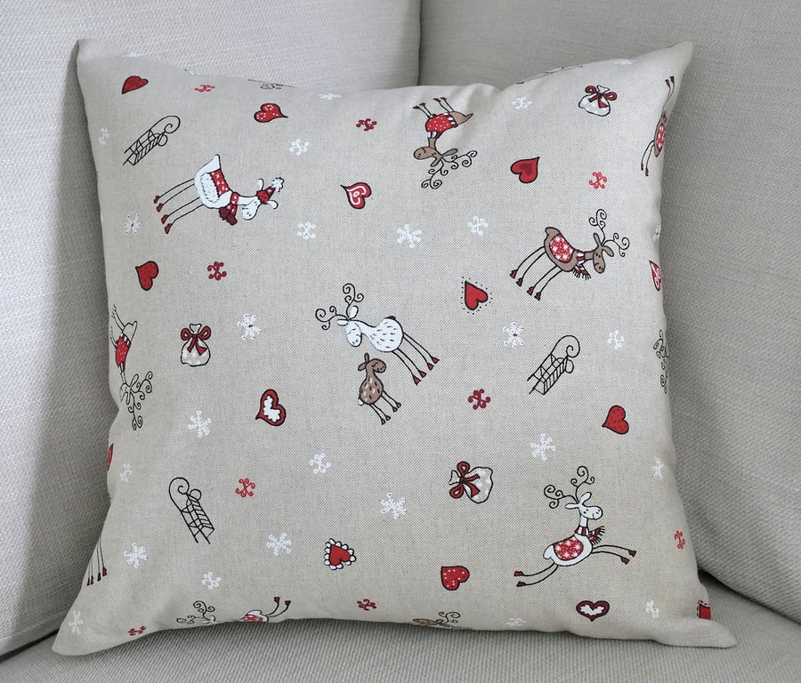 Reindeer Xmas Cushion Cover 18" inch Christmas theme neutral colour scheme