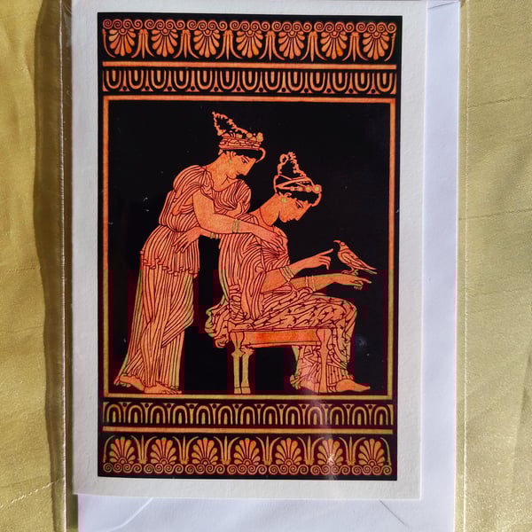 Ancient Greece Greetings Card Illustration of Image from Ancient Greek Pottery