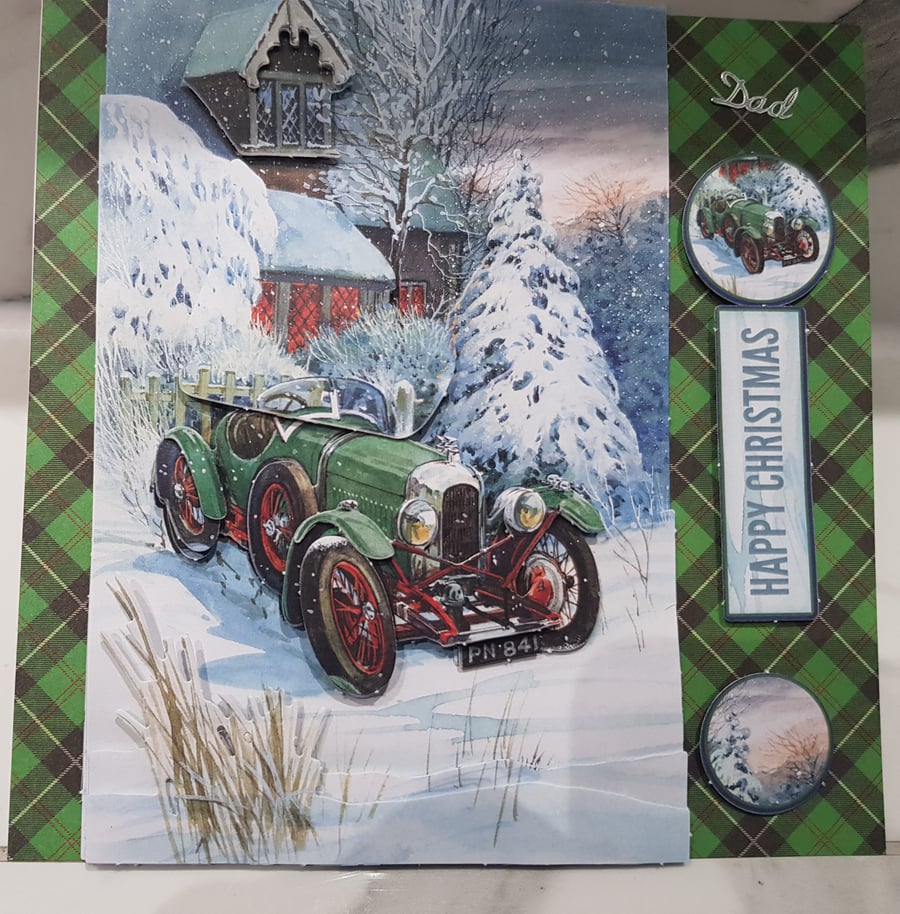 Classic car Dad Christmas card
