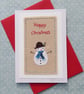 Sweet little snowman card with hand-stitched words and embroidered details - Image 1