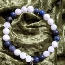 Dumortierite And Moonstone Gemstone Bracelet 