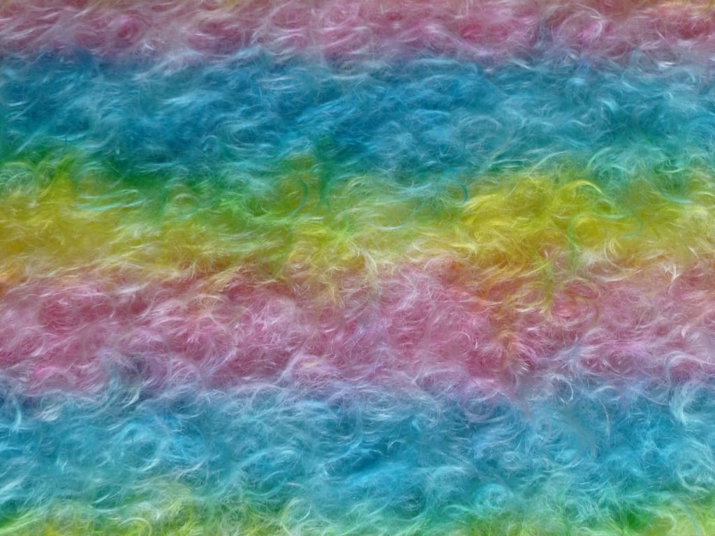 Hand dyed Helmbold mohair fur fabric "Stranger Things" on 25mm Snowflake