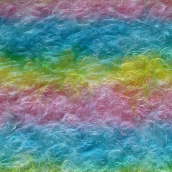 Hand dyed Helmbold mohair fur fabric "Stranger Things" on 25mm Snowflake