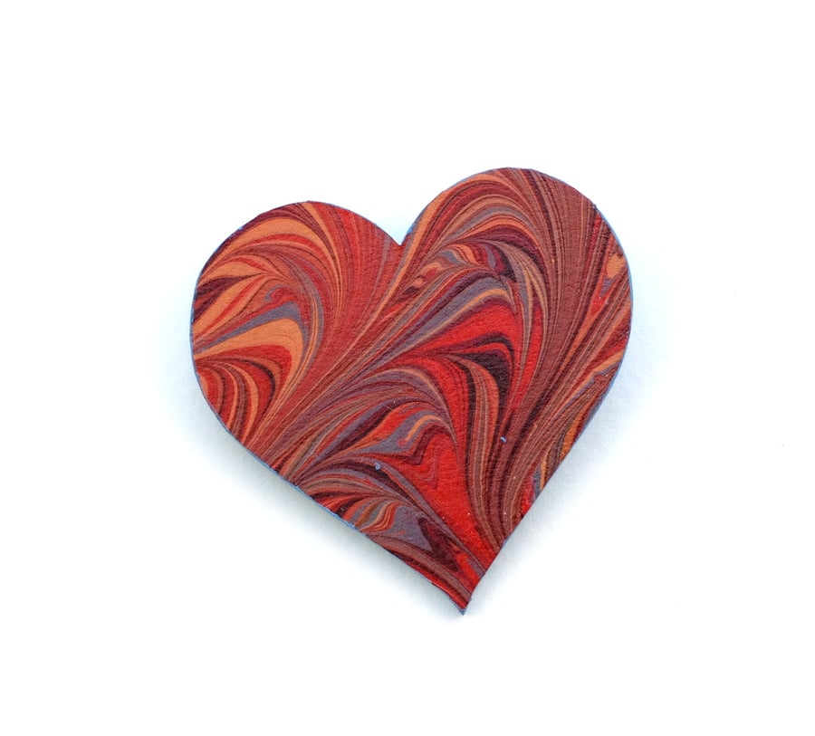 Pretty marbled paper heart brooch