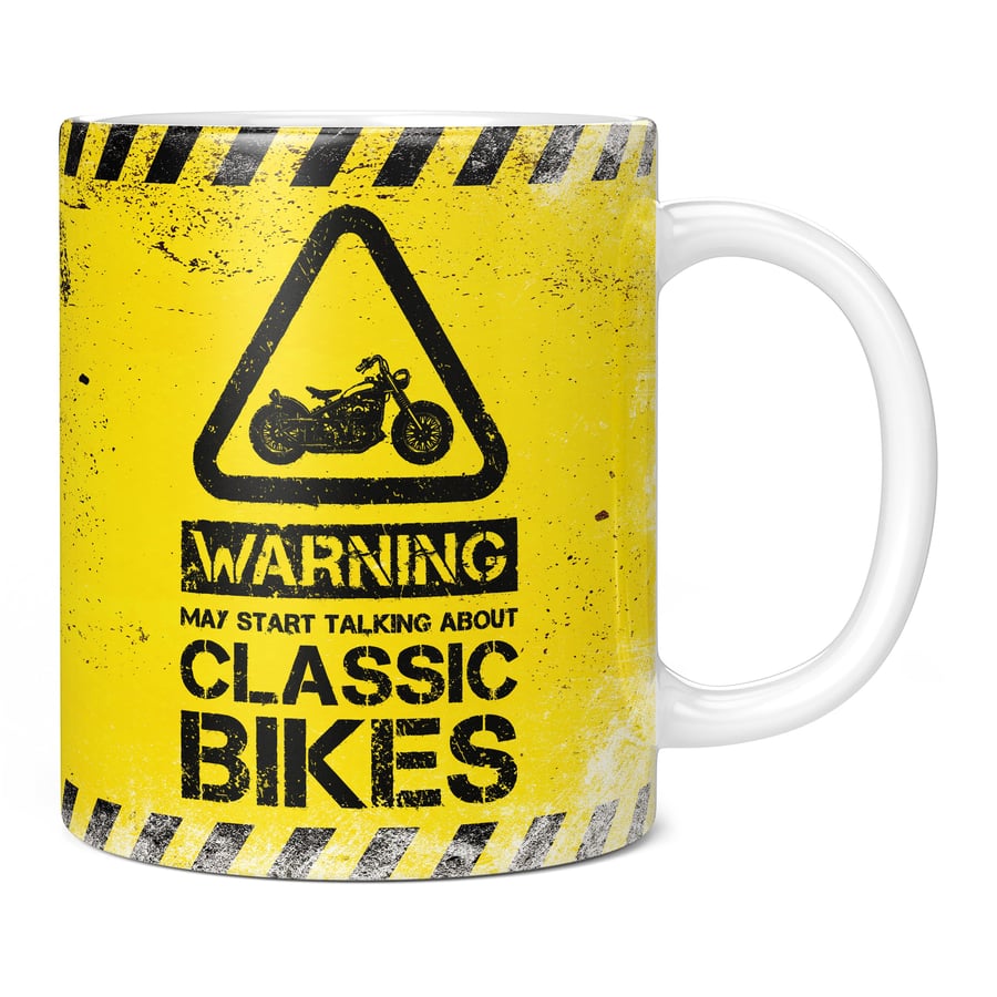 Warning May Start Talking About Classic Bikes 11oz Coffee Mug Cup - Perfect Birt