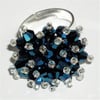 Metallic Blue Crystal Bead Ring