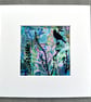 Midnight Garden - Original Mixed Media Bird & Botanical Artwork