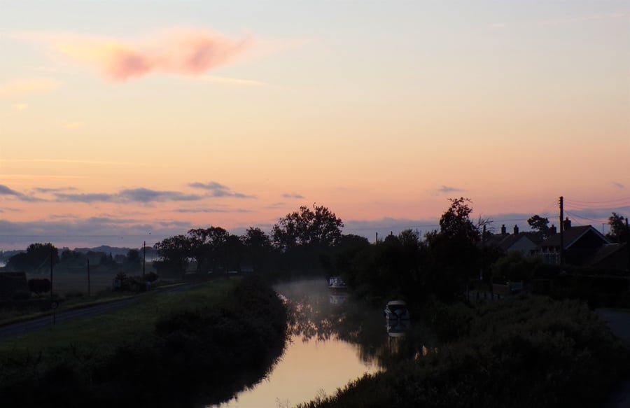 A5 Card Sunrise Norfolk Fen 