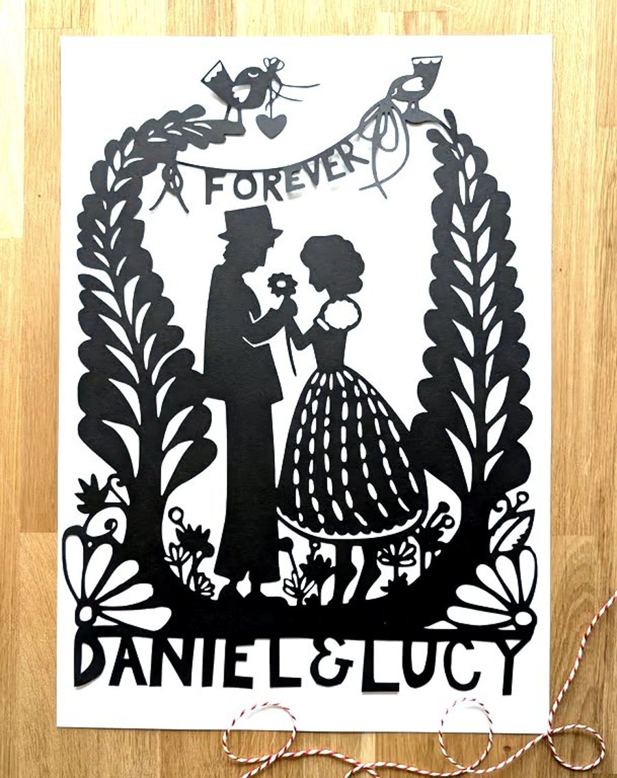 Large Bespoke Custom Personalised Handmade Forever Couple Wedding Papercut