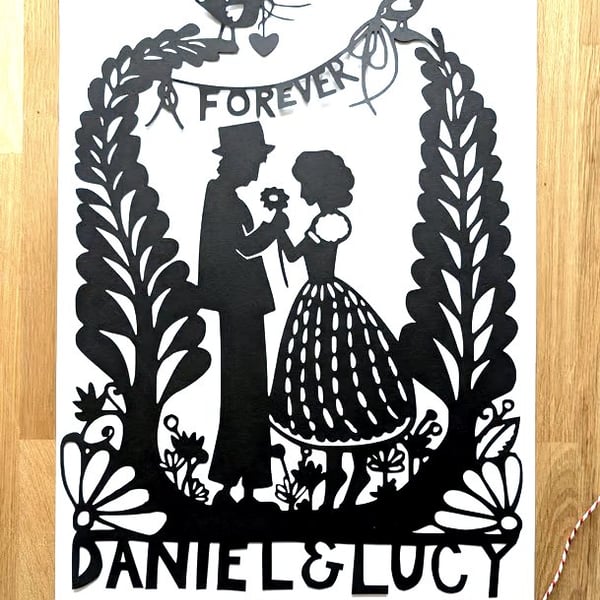 Large Bespoke Custom Personalised Handmade Forever Couple Wedding Papercut