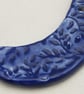 Cobalt Blue Leaf Pattern Ceramic Crescent Bib Pendant - Image 3