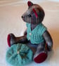 Collectable tweed teddy bear 'Hamish' with knitted wool waistcoat and hat - Image 9