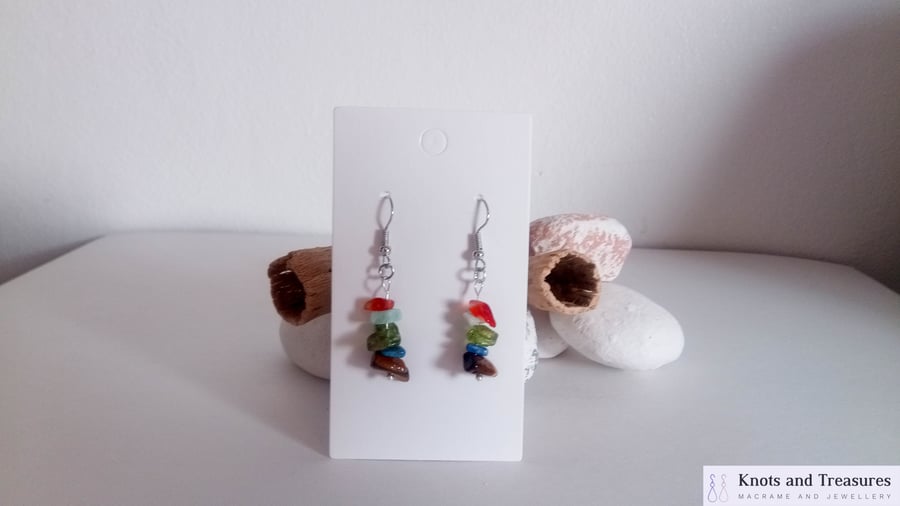 Natural Gemstone Crystal Earrings; Carnelian, Amazonite, Peridot, Lapis Lazuli..