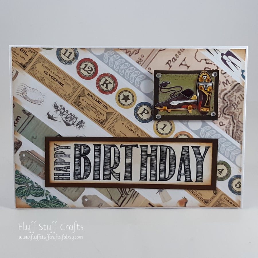 Handmade football boots birthday card