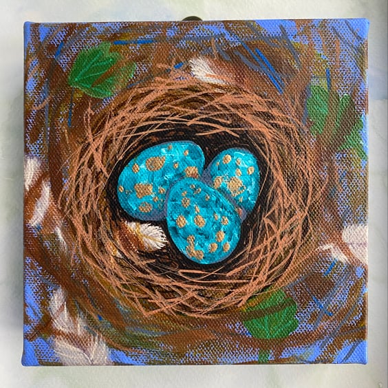Blue Eggs acrylic painting