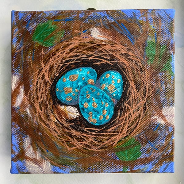 Blue Eggs Acrylic Painting Folksy