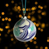Christmas bauble ornament hand marbled round ceramic second