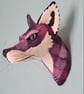 Faux fox wall mount in vintage lilac and purple tweed tartan fabric- Ferdinand
