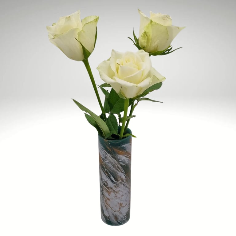 Green Vase Made of Wax With Gold Decoration Small Cylinder Shape Free Shipping