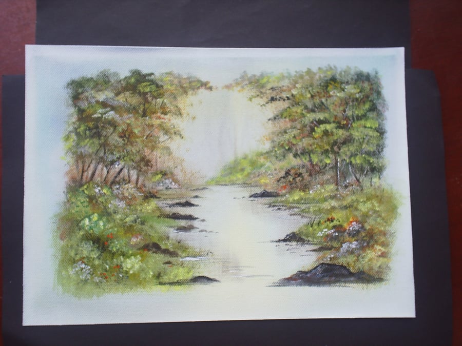 river view acrylic art original painting landscape. ref 230