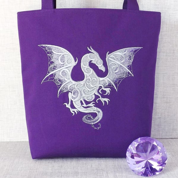Tote Bag, purple bag, dragon.