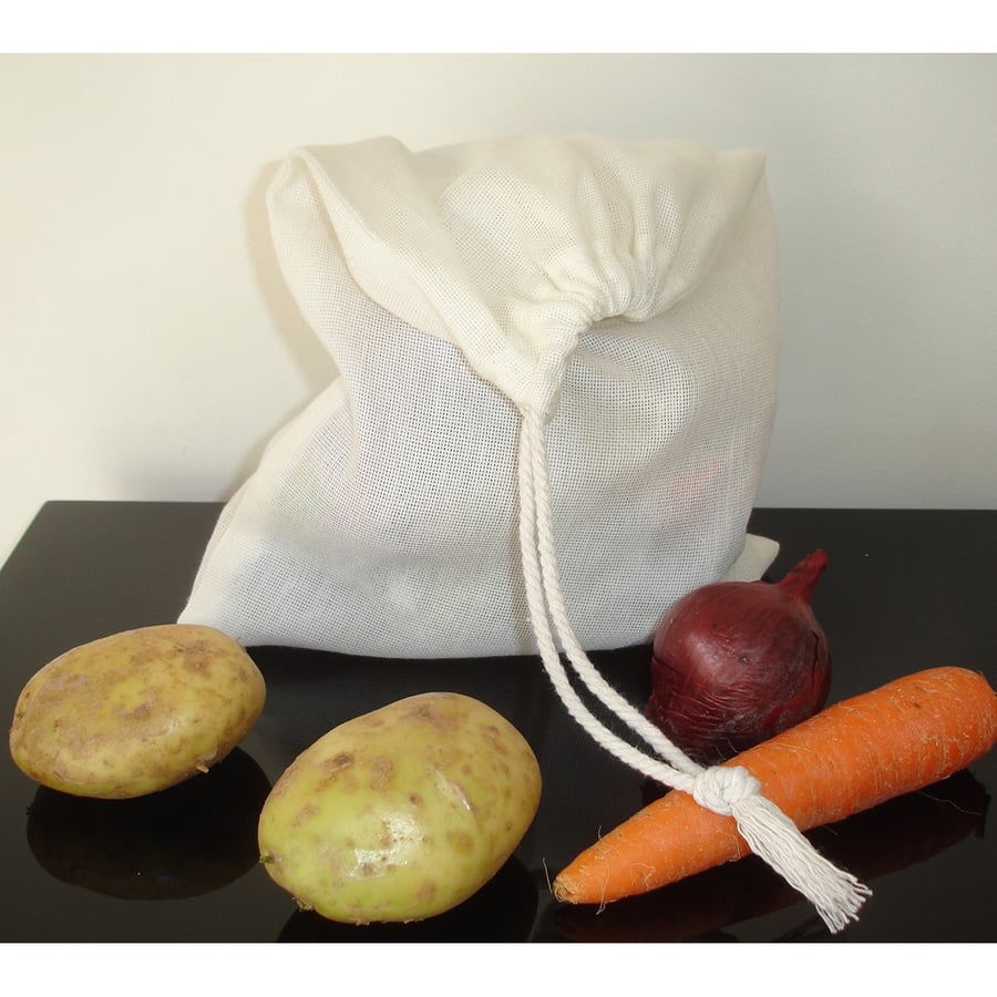 Pack of 2 x Reusable Fruit and Veg Produce Drawstring Bag Eco-friendly Bags