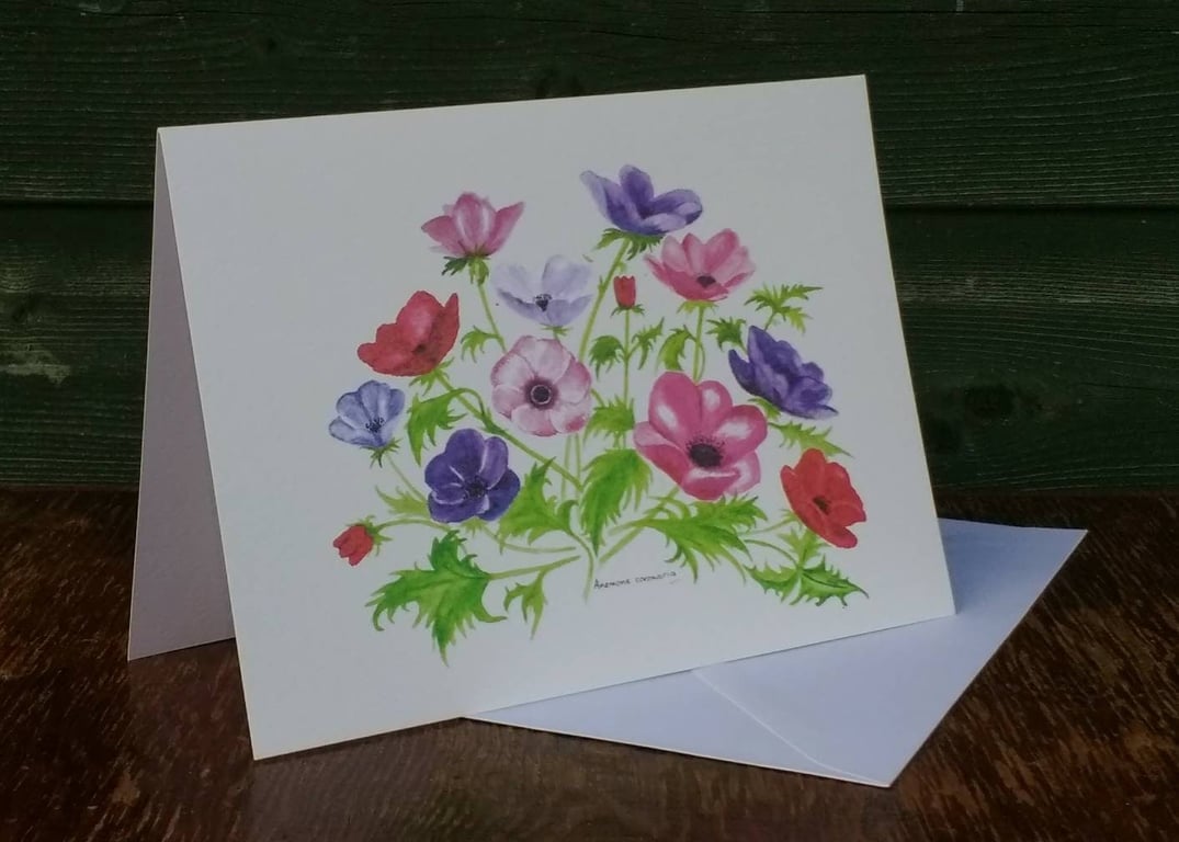 Anemone greetings card.