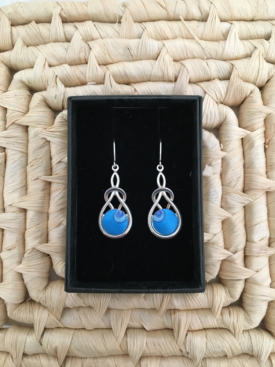 Bold Blue Teardrop Knot Earrings