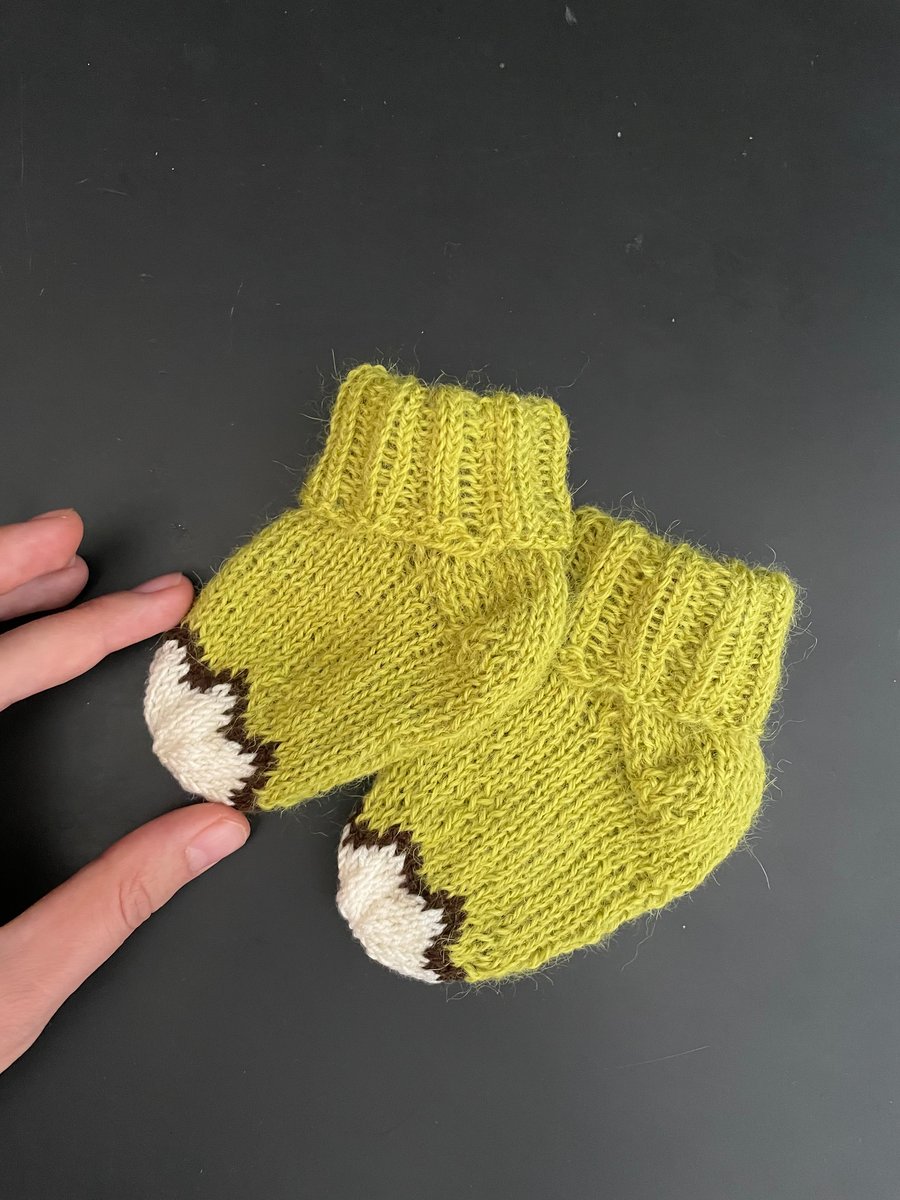 Hand knit alpaca green alpaca merino wool socks booties dragon dinosaur dress up