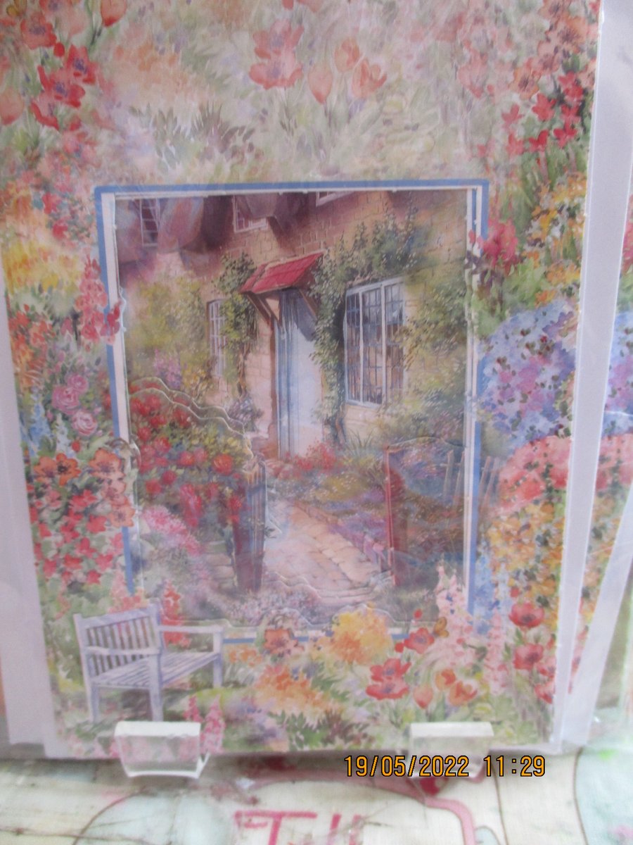House and Flowers Card