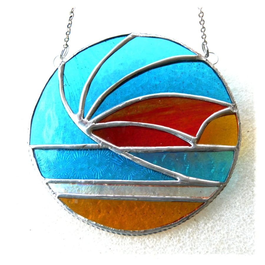 Sunset Waves Suncatcher Stained Glass 020 Handmade Art Gift