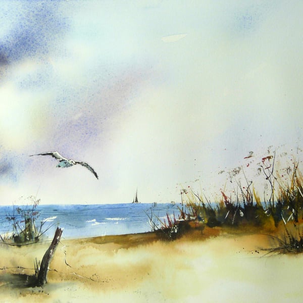 Beach, Original Watercolour Painting.