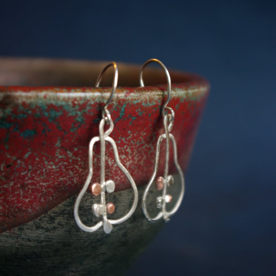 Small Silver Pear Dangle Earrings