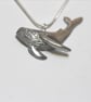 Handmade Whale Necklace recycled pewter; Humpback Whale Sculpute Silver Snake Ch - Image 4