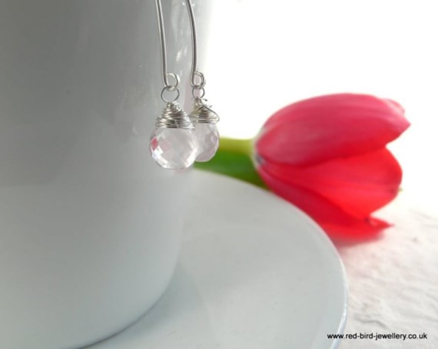 Rose quartz wire wrapped earrings