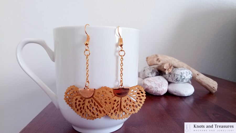 SALE Yellow Peacock Tail Pendant Earrings