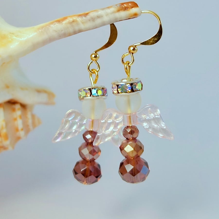 Crystal Christmas Angel Earrings 'Sugar Plum' Stocking Filler, Secret Santa Gift