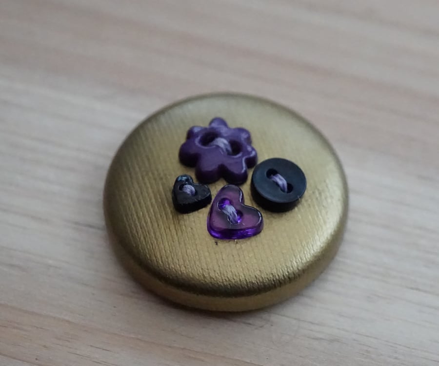 Gold & Purple Button PVC Badge