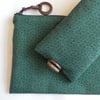  Green glasses case and handy zipped bag, gift set.