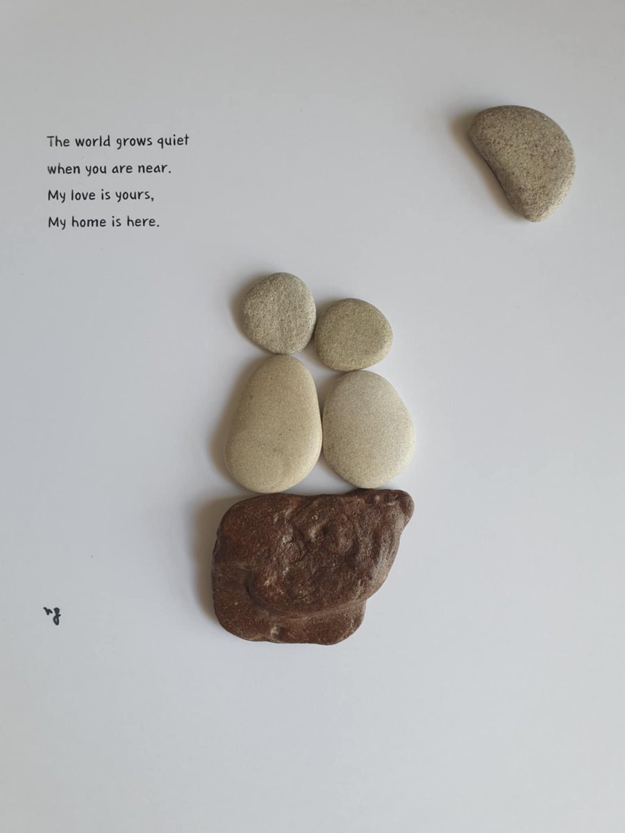 Pebble Art Couple and Moon, Handmade Romantic Stone Frame Gift