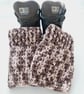 Boot Cuffs Harvest Moon, Brown Pink & Cream Ankle Warmers, One Size. - Image 5
